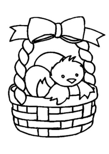 Chick In Easter Basket Coloring Page