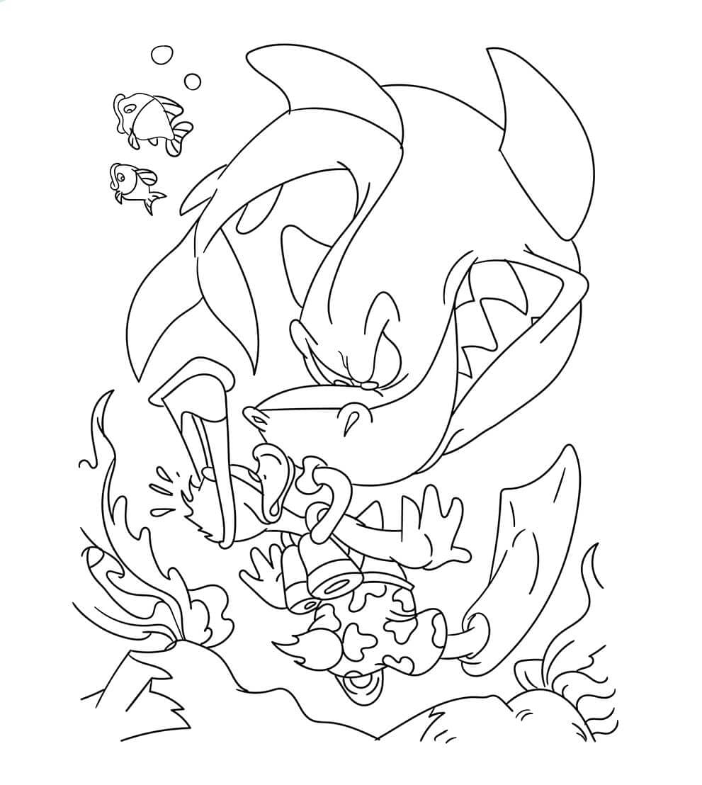 Donald Ducks Encounter With Shark Coloring Page