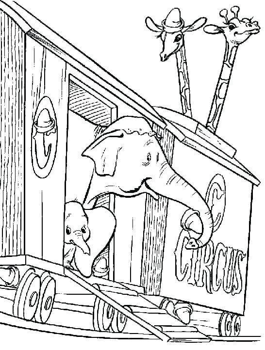 Dumbo With Mom Coloring Page