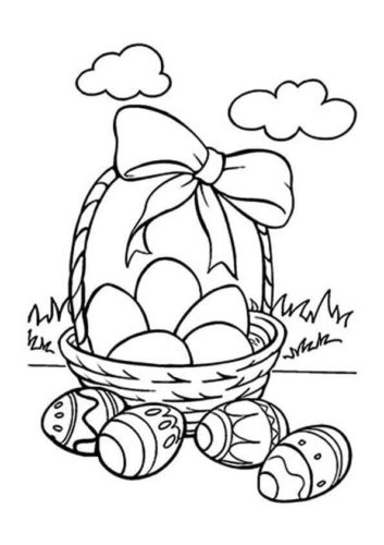 Easter Eggs In A Basket Coloring Page