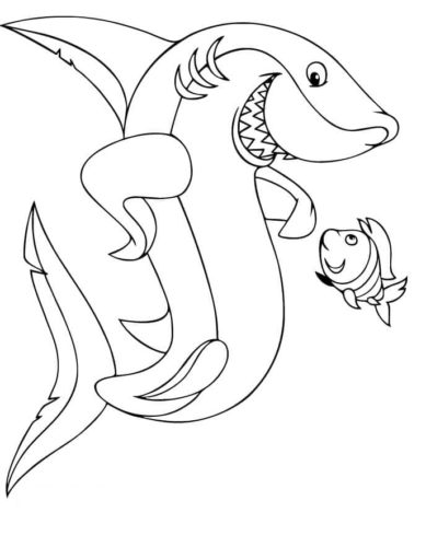 Friendly Shark Coloring Page
