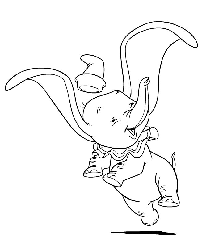 Happy Dumbo Colouring Page