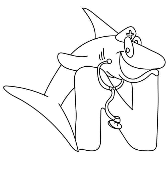 N For Nurse Shark Coloring Page