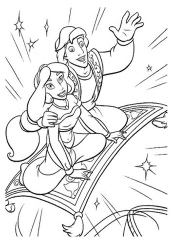 Princess Jasmine And Aladdin Coloring Page