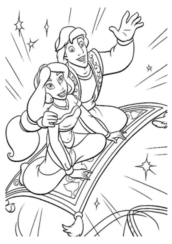 Princess Jasmine And Aladdin Coloring Page