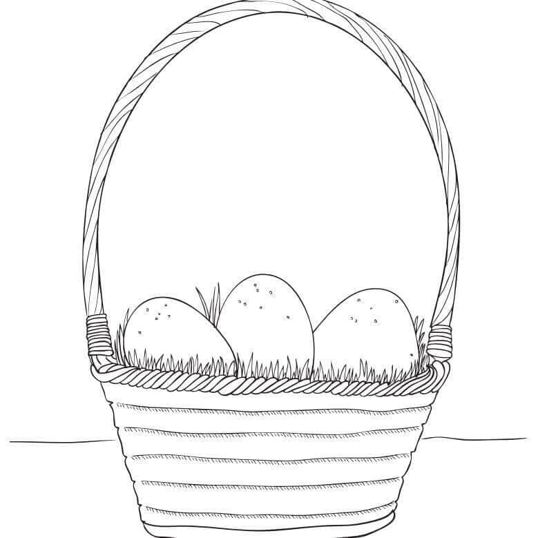 Realistic Easter Basket Coloring Page