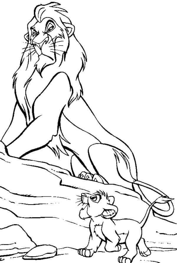 Scar And Simba Coloring Page