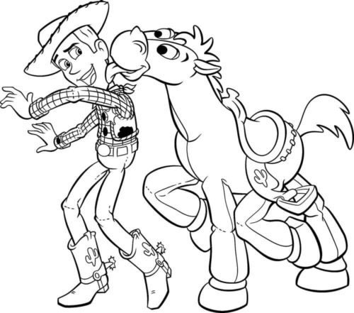 Woody With His Horse Coloring Page