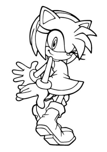 Amy Rose From Sonic The Hedgehog Series Coloring Page