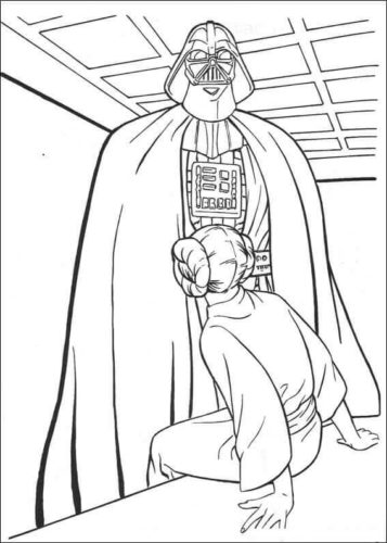 Darth Vader and Princess Leia coloring page
