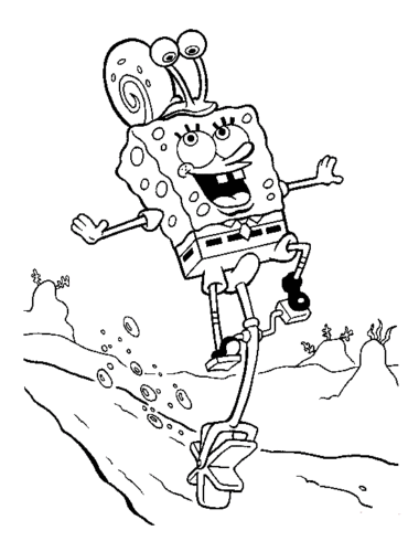 Gary and SpongeBob coloring free printable