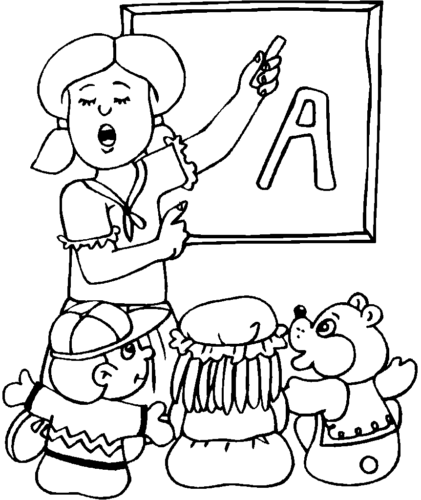 Kindergarten Teacher Coloring Page