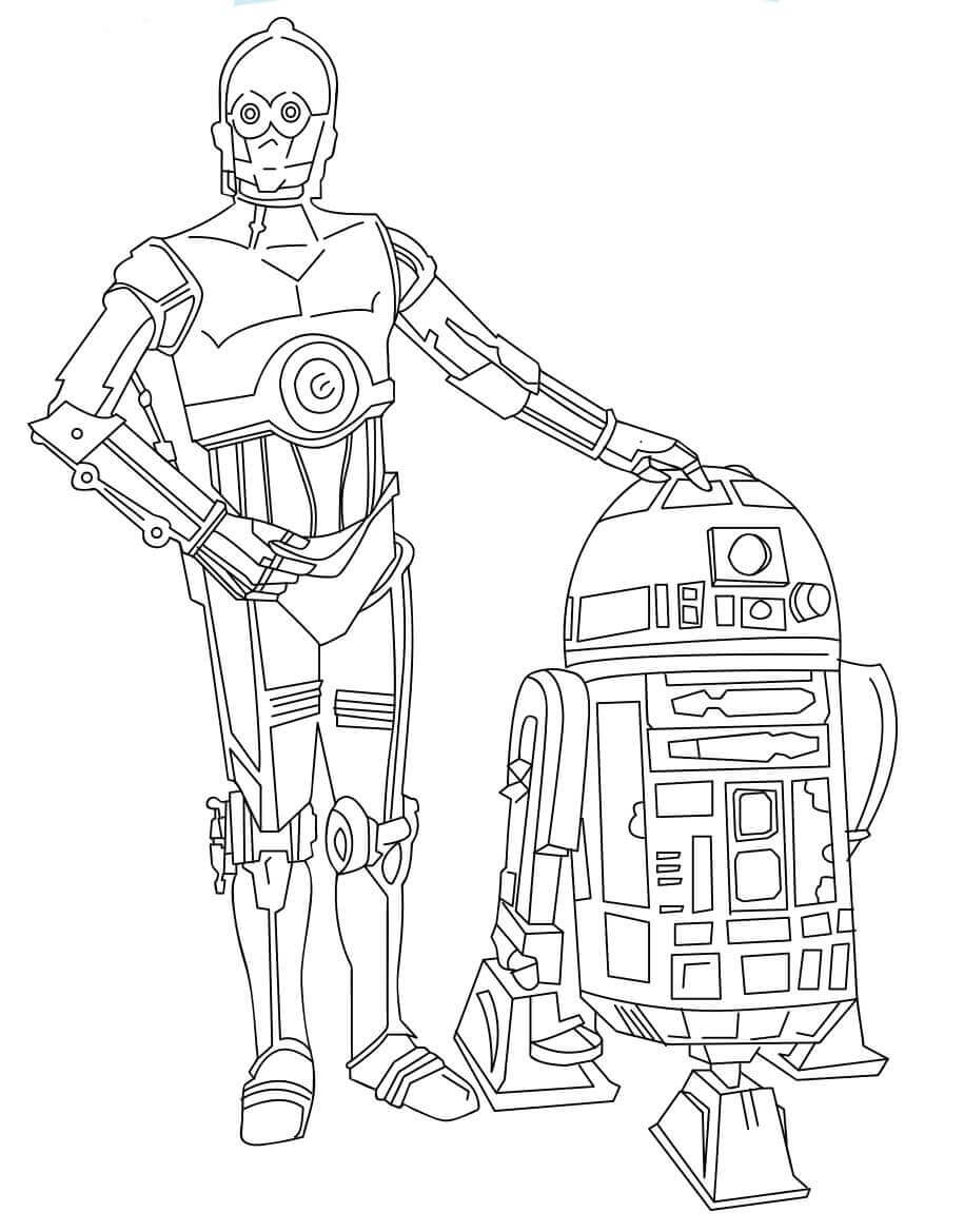 R2D2 And C3PO coloring page