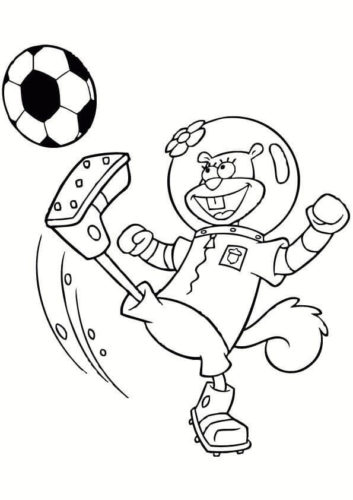 Sandy Cheeks Playing Football coloring page
