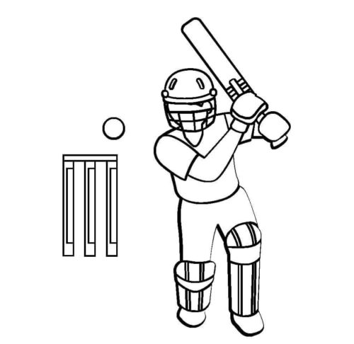 Simple Cricket Coloring Page For Kids