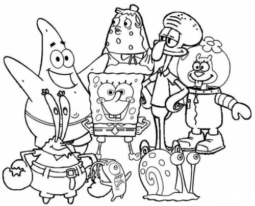 SpongeBob Squarepants Characters Coloring Page