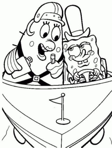 SpongeBob and Mrs Puff coloring page