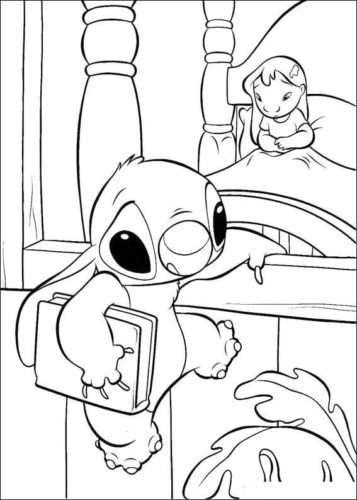 Stitch Leaving The Bed Coloring Page