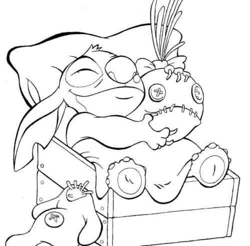 Stitch Sleeping Coloring Page