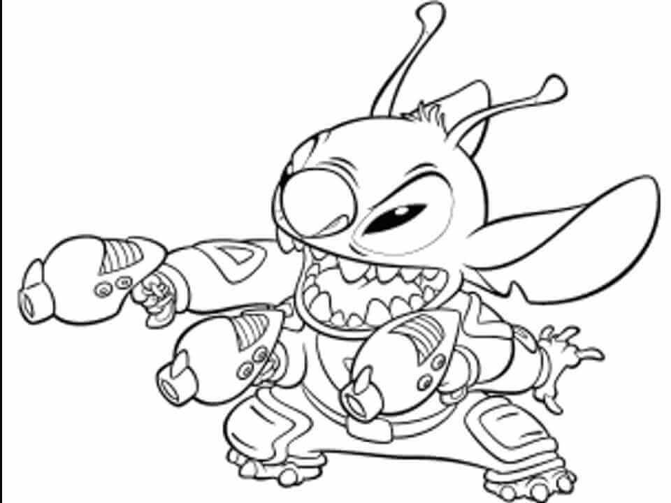 Stitch With Toy Guns Coloring Page