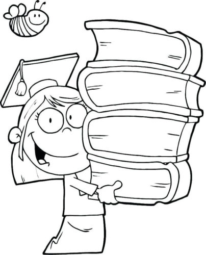 Graduate Child with Books coloring page