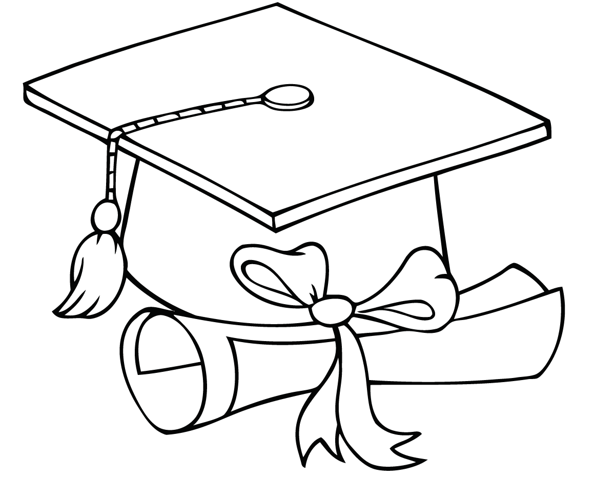 Graduation Hat And Diploma coloring page