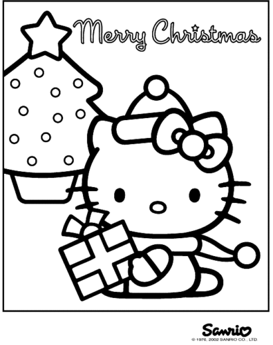 Hello Kitty Christmas coloring page