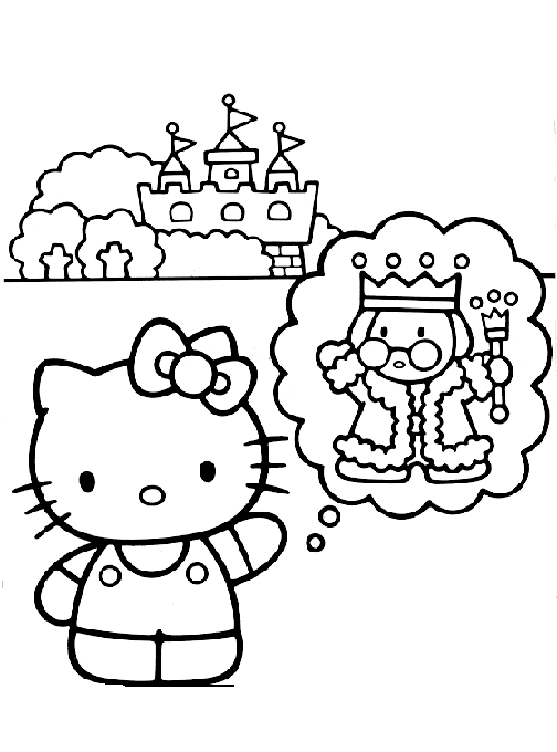 Hello Kitty Dreaming coloring page