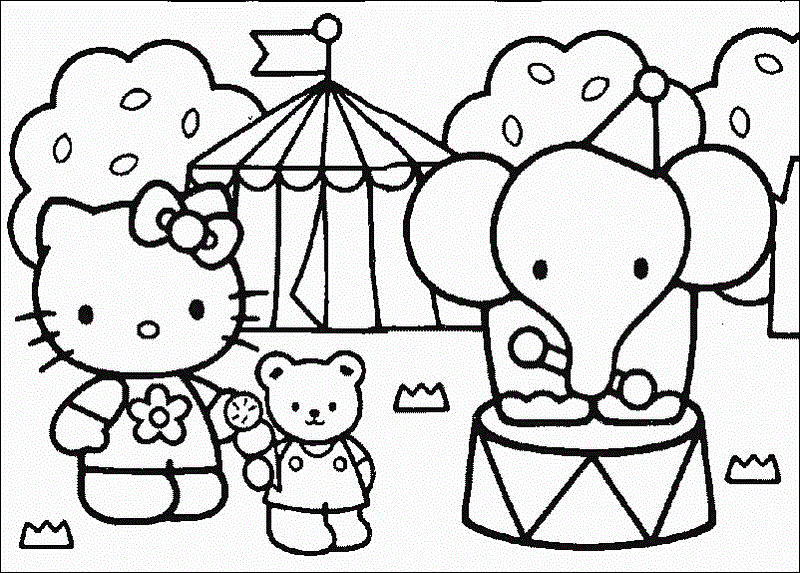 Hello Kitty Enjoying Circus coloring page