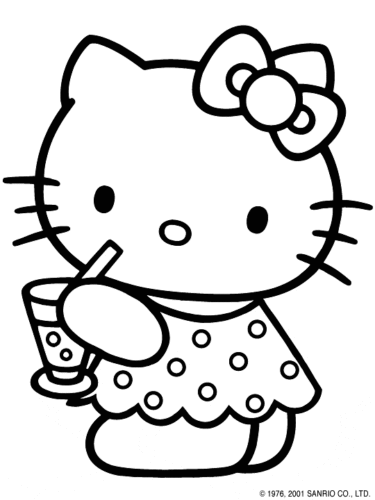 Hello Kitty Enjoying Summer coloring page