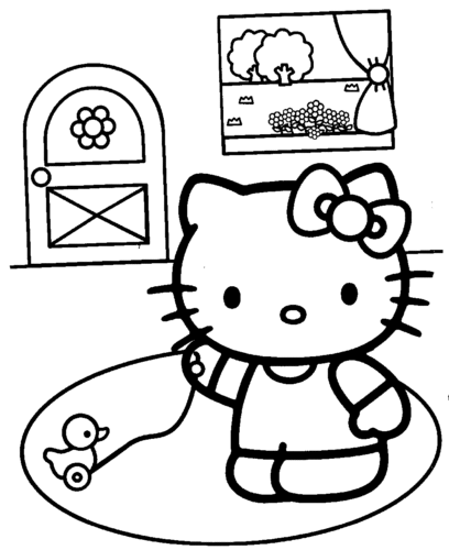 Hello Kitty Playing coloring page