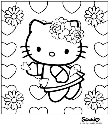 Hello Kitty Valentines Day coloring page