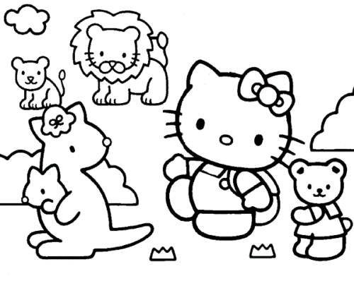 Hello Kitty in zoo coloring page