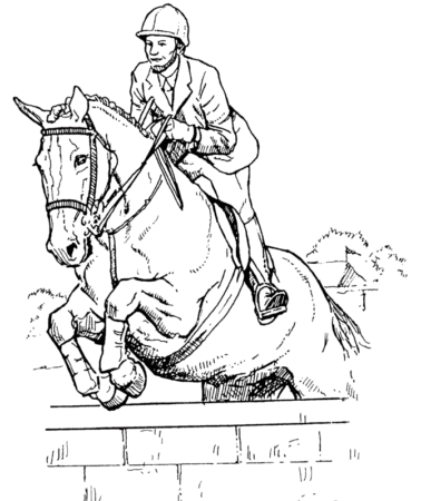 Horse And Jockey Coloring Page