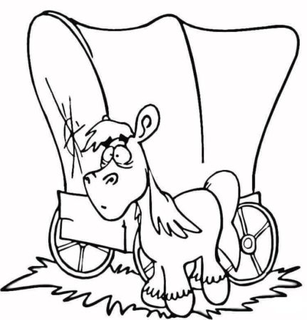 Horse Wagon Coloring Page