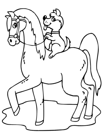 Horse and Dog Coloring Page