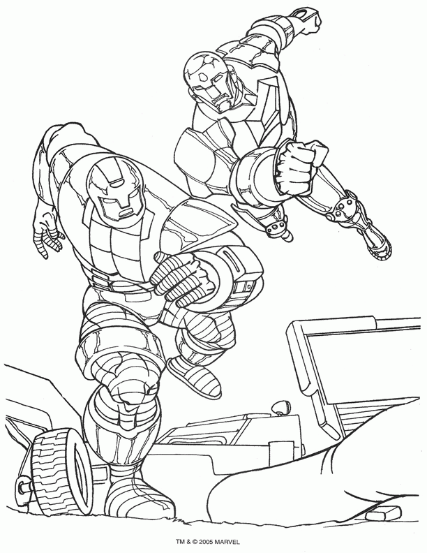 Iron Man And Iron Monger Duel coloring page