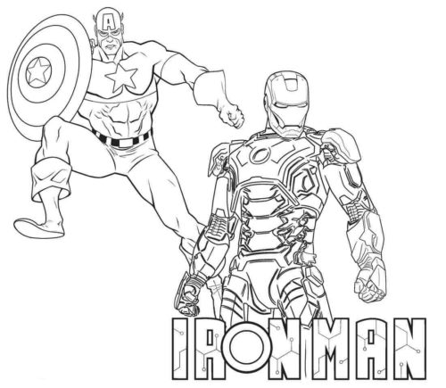 Iron Man and Captain America coloring page