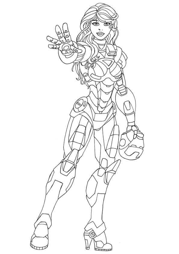 Pepper Potts as Iron Man coloring page