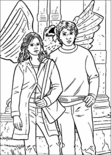 Ron and Hermoine coloring page