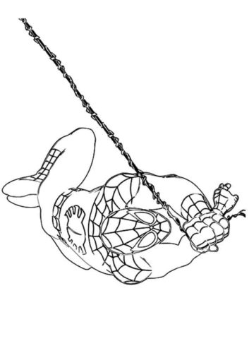 Spider Man Flying Coloring Page