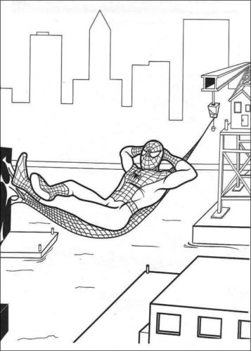 Spiderman Resting On A Hammock Coloring Page