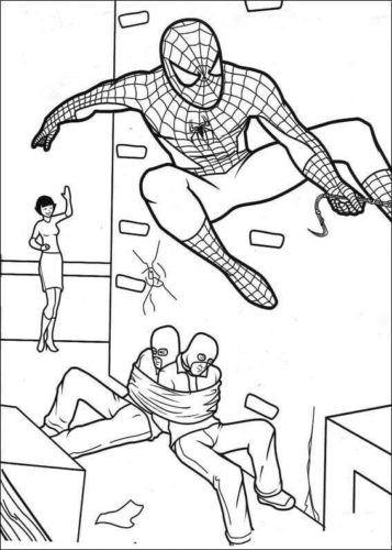 Spiderman Saving The Day Coloring Page
