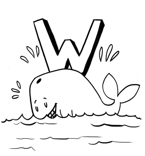 W for Whale coloring page