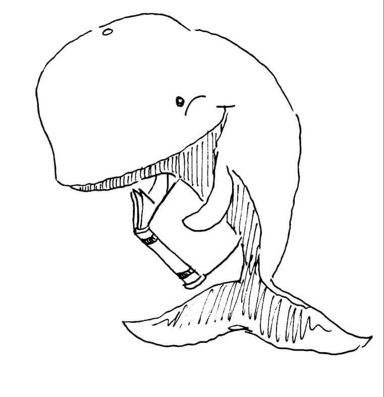 Whale Reading Book coloring page