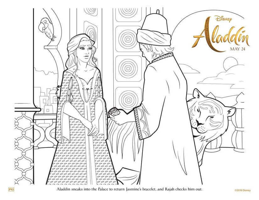Aladdin And Jasmine Colouring Page
