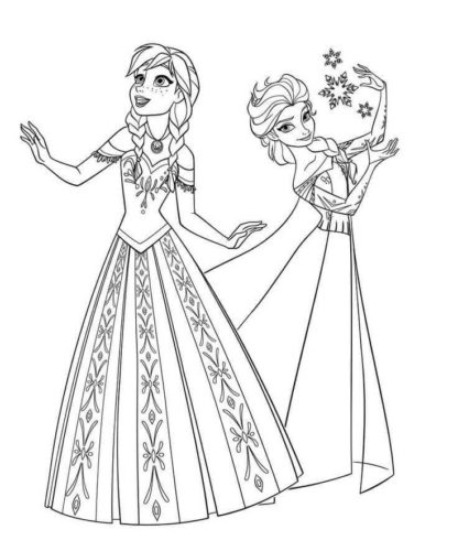 Anna And Elsa Coloring Page