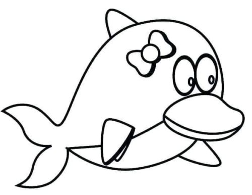 Coloring Picture Of Cute Dolphin