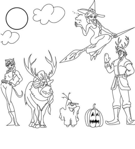 Frozen Halloween Coloring Page