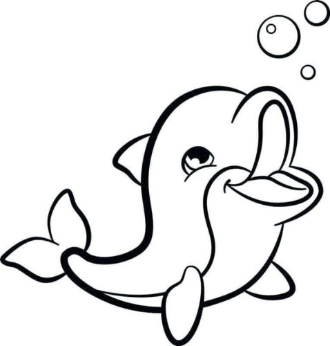 Happy Dolphin Coloring Page